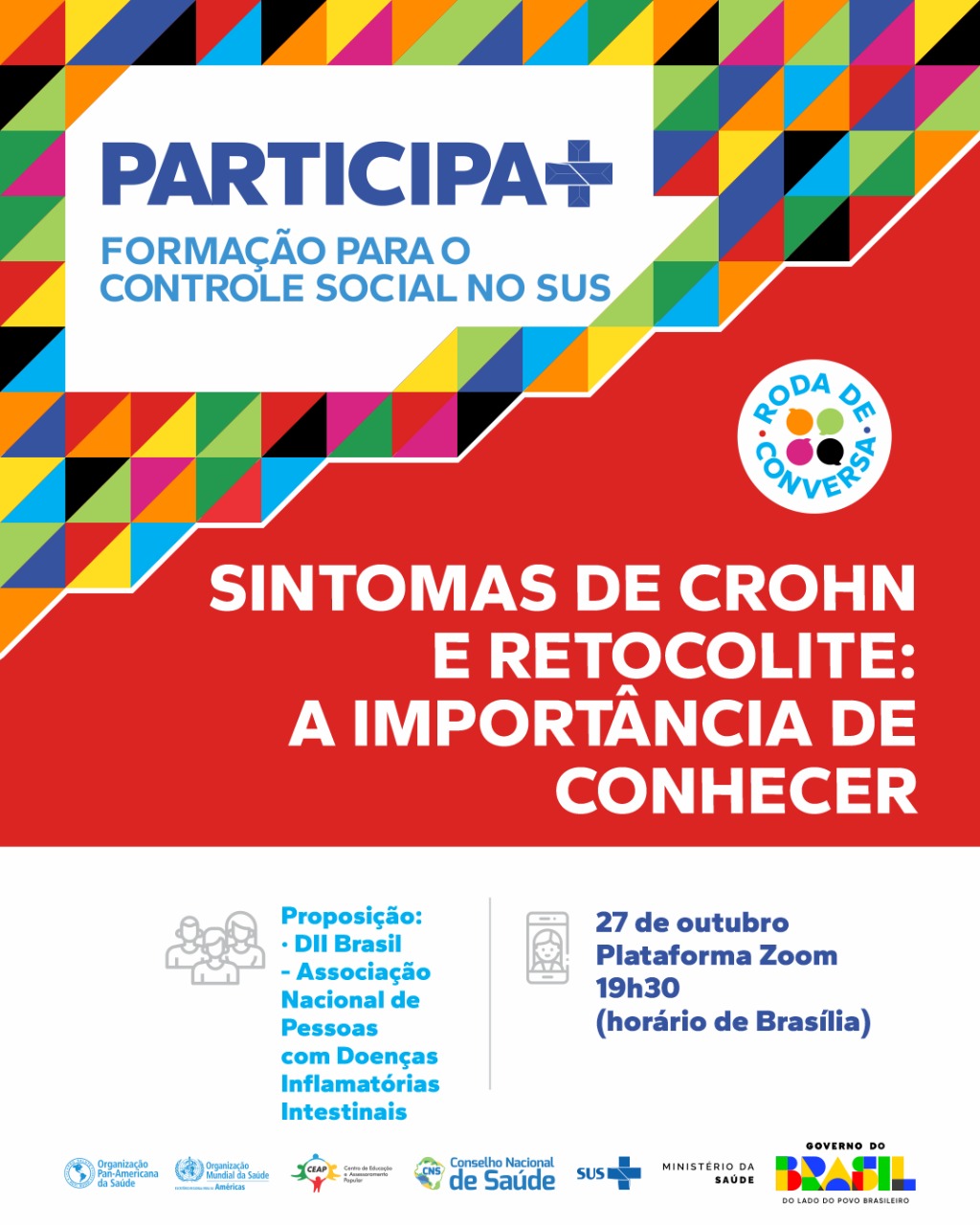 1ª Roda de Conversa:  sintomas de Crohn e Retocolite: a importância de conhecer